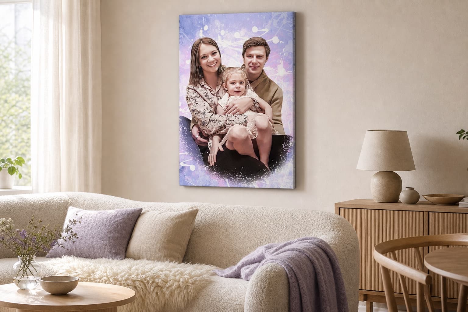 Family portrait in a Scandinavian interior